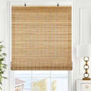 LazBlinds Cordless Bamboo Blinds, Bamboo Roll Up Shades for Windows 27"x64"